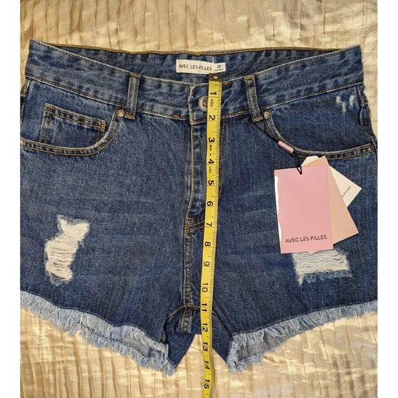 NWT Size 28 Avec Les Filles Distressed Jean Shorts - Picture 4 of 7